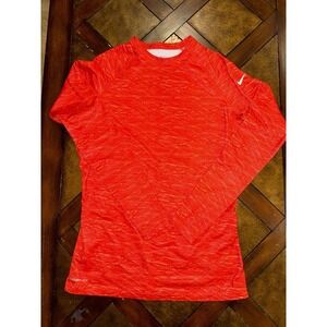 Nike Pro Combat Therma-Fit Dri-Fit Shirt Womens Large Long Sleeve Thumbholes Red
